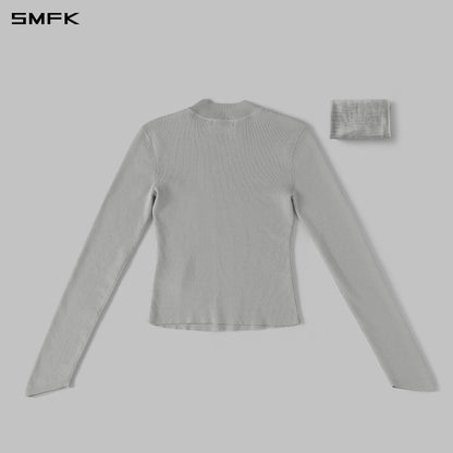 SMFK Myth Siren Aurora Evening Stylist Slim Knit Shirt Lenzing Tencel+Silk+Cotton Glacier Grey