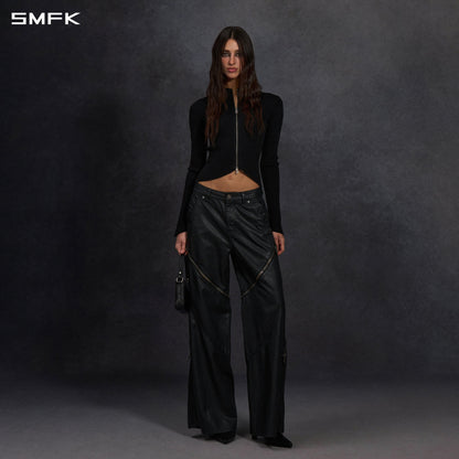 SMFK Myth Aeolus Evening Slim Collar Knit Jacket Tencel+Silk Wild Black