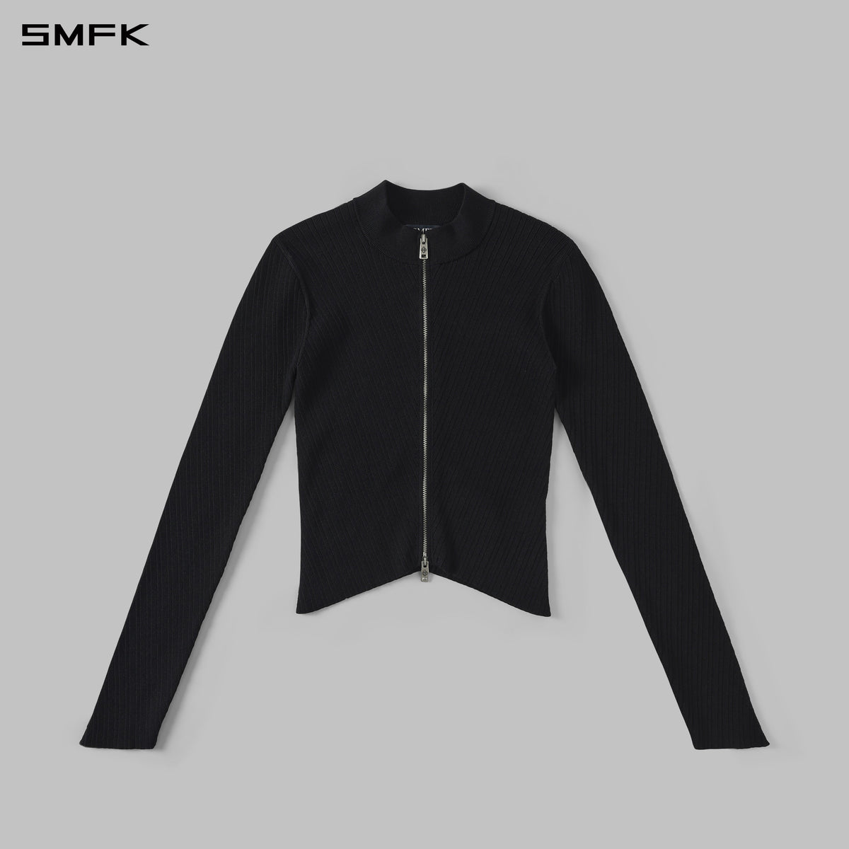 SMFK Myth Aeolus Evening Slim Collar Knit Jacket Tencel+Silk Wild Black