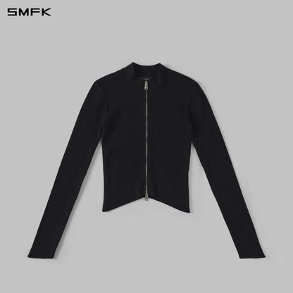 SMFK Myth Aeolus Evening Slim Collar Knit Jacket Tencel+Silk Wild Black