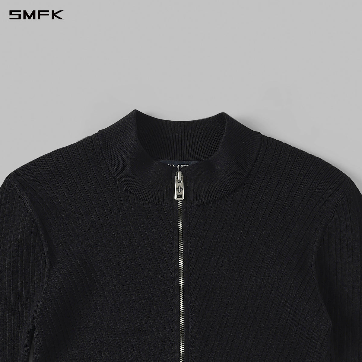 SMFK Myth Aeolus Evening Slim Collar Knit Jacket Tencel+Silk Wild Black