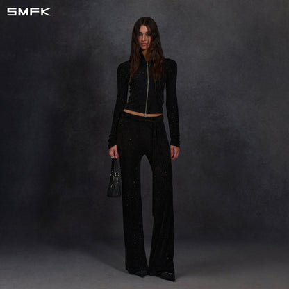 SMFK Myth Aeolus Galaxy Evening Slim Collar Knit Jacket Starry Velvet Galaxy Black