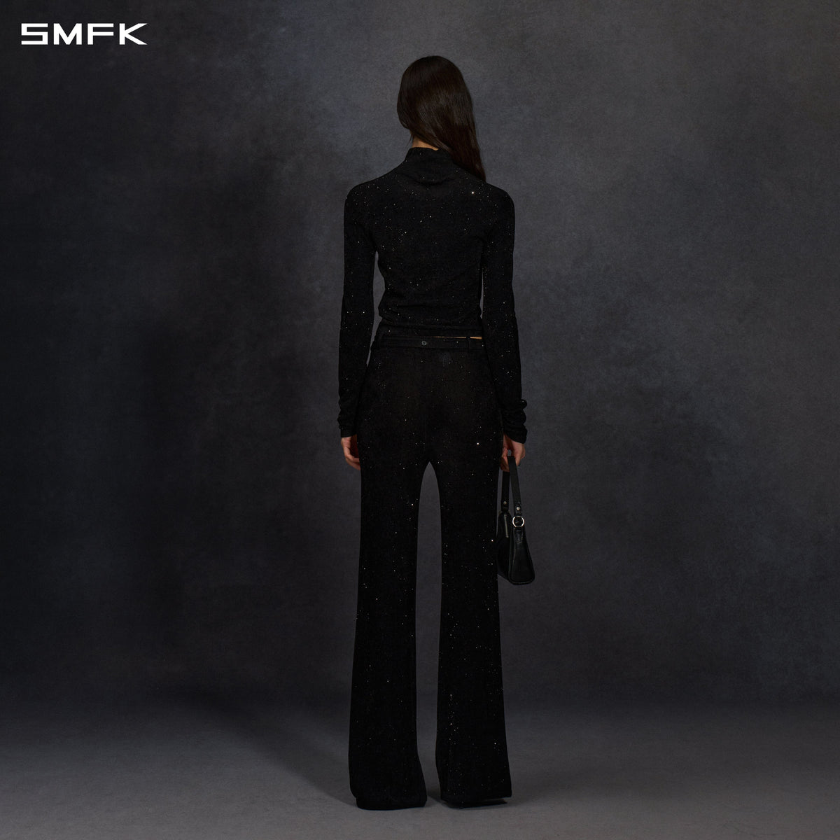 SMFK Myth Aeolus Galaxy Evening Slim Collar Knit Jacket Starry Velvet Galaxy Black