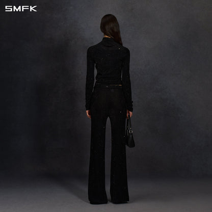 SMFK Myth Aeolus Galaxy Evening Slim Collar Knit Jacket Starry Velvet Galaxy Black