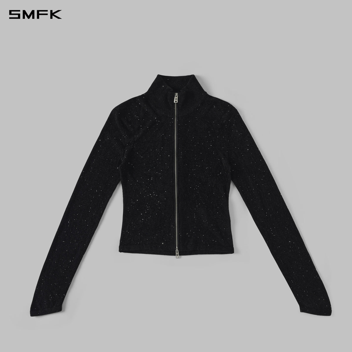 SMFK Myth Aeolus Galaxy Evening Slim Collar Knit Jacket Starry Velvet Galaxy Black