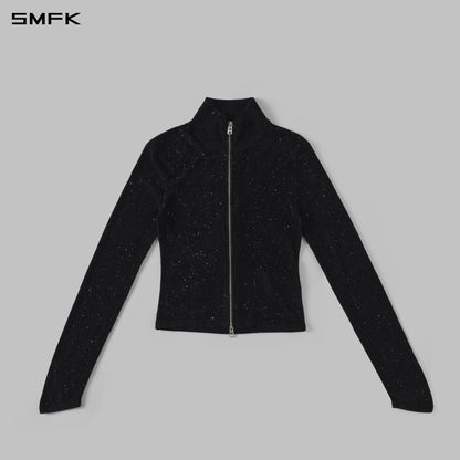 SMFK Myth Aeolus Galaxy Evening Slim Collar Knit Jacket Starry Velvet Galaxy Black