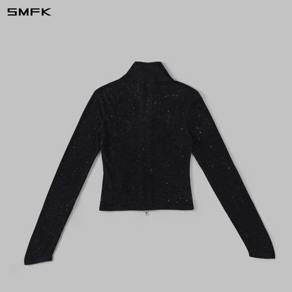 SMFK Myth Aeolus Galaxy Evening Slim Collar Knit Jacket Starry Velvet Galaxy Black