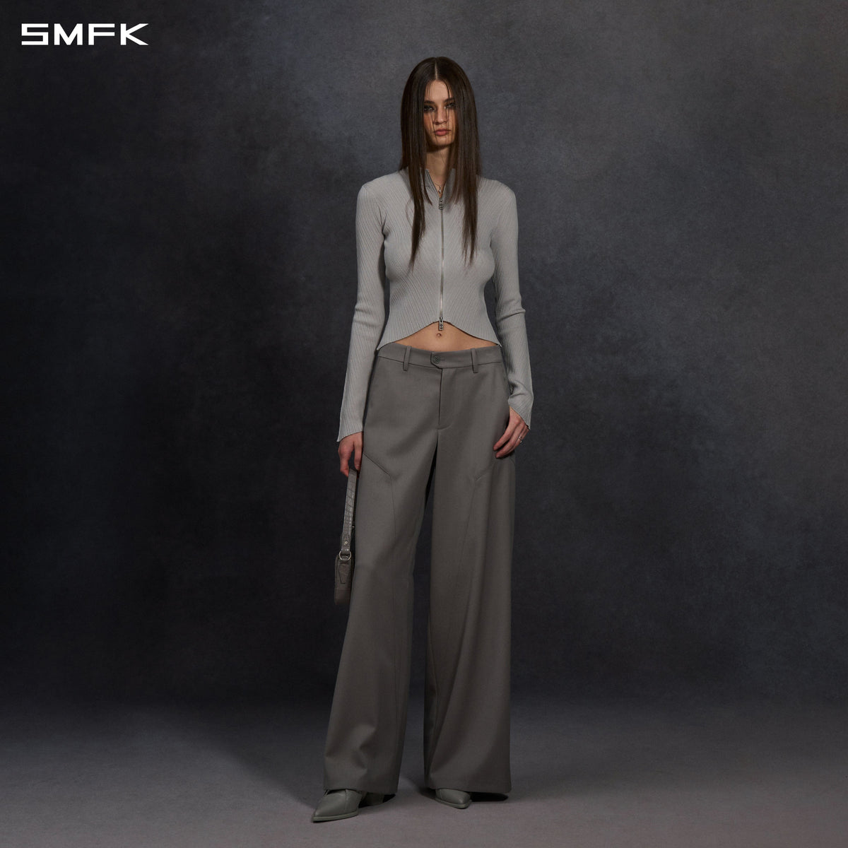 SMFK Myth Aeolus Evening Slim Collar Knit Jacket Tencel+Silk Glacier Grey