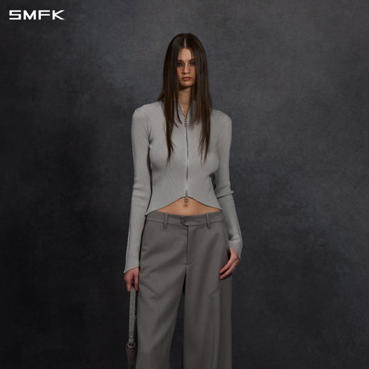 SMFK Myth Aeolus Evening Slim Collar Knit Jacket Tencel+Silk Glacier Grey