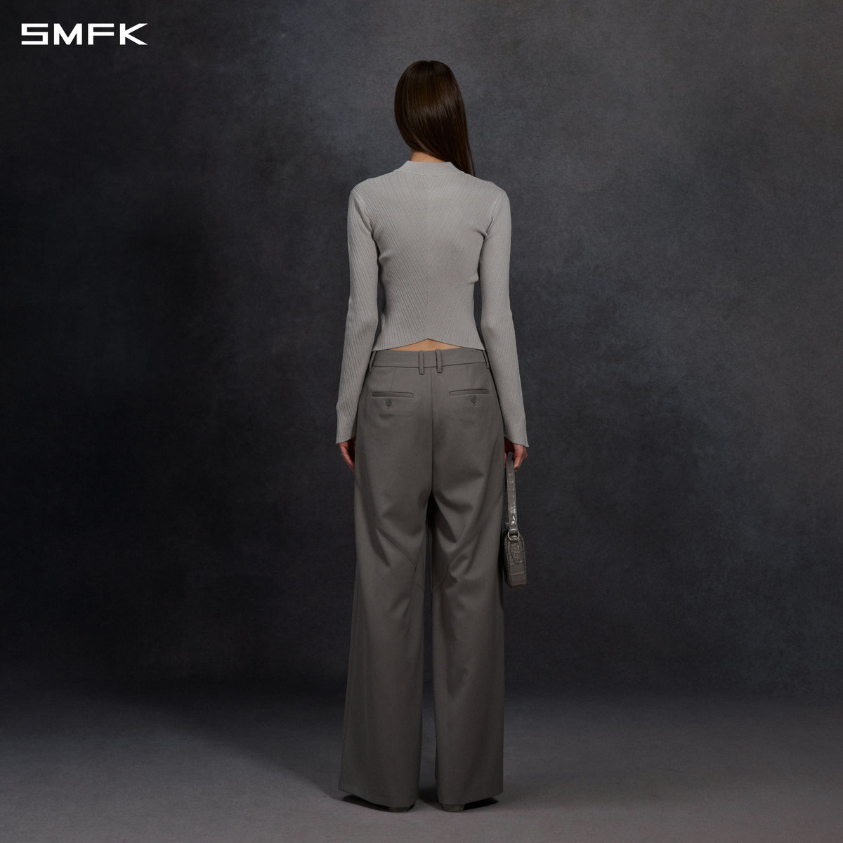 SMFK Myth Aeolus Evening Slim Collar Knit Jacket Tencel+Silk Glacier Grey