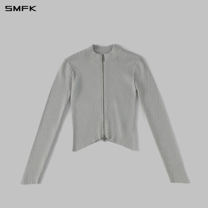 SMFK Myth Aeolus Evening Slim Collar Knit Jacket Tencel+Silk Glacier Grey