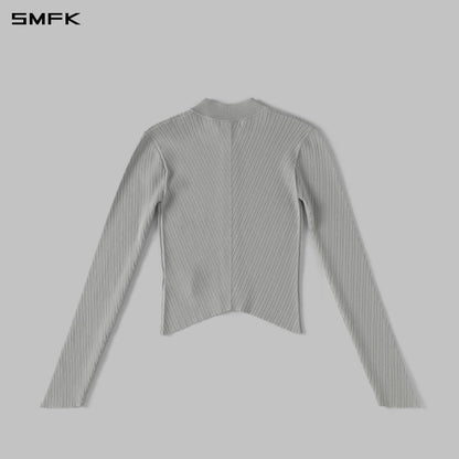 SMFK Myth Aeolus Evening Slim Collar Knit Jacket Tencel+Silk Glacier Grey