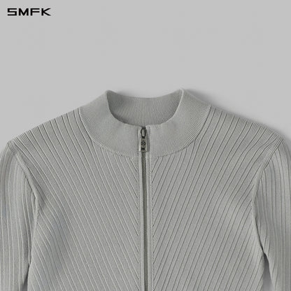 SMFK Myth Aeolus Evening Slim Collar Knit Jacket Tencel+Silk Glacier Grey