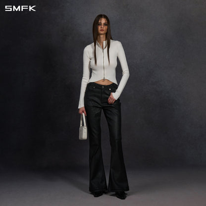SMFK Myth Aeolus Evening Slim Collar Knit Jacket Tencel+Silk Cloud White