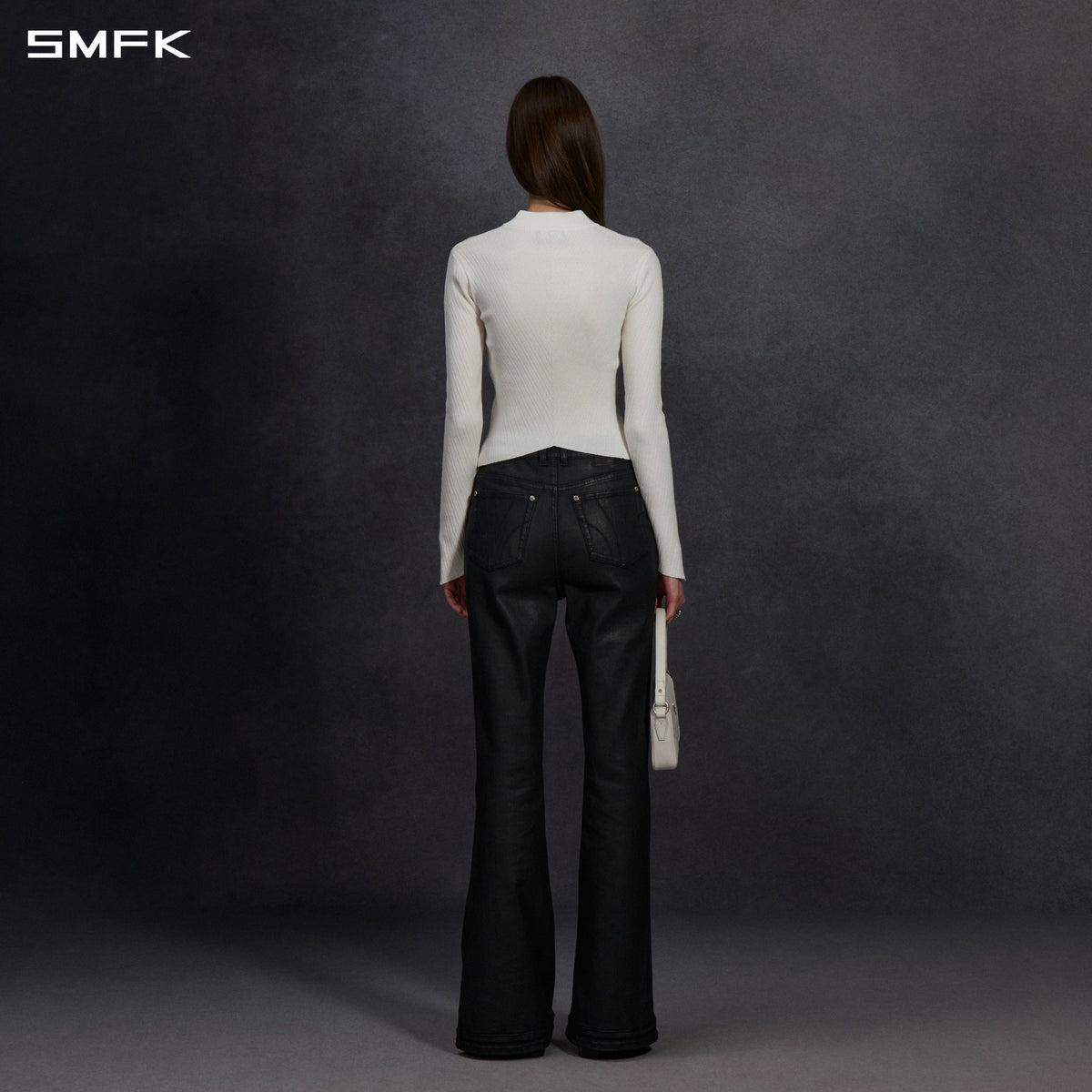 SMFK Myth Aeolus Evening Slim Collar Knit Jacket Tencel+Silk Cloud White