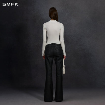 SMFK Myth Aeolus Evening Slim Collar Knit Jacket Tencel+Silk Cloud White