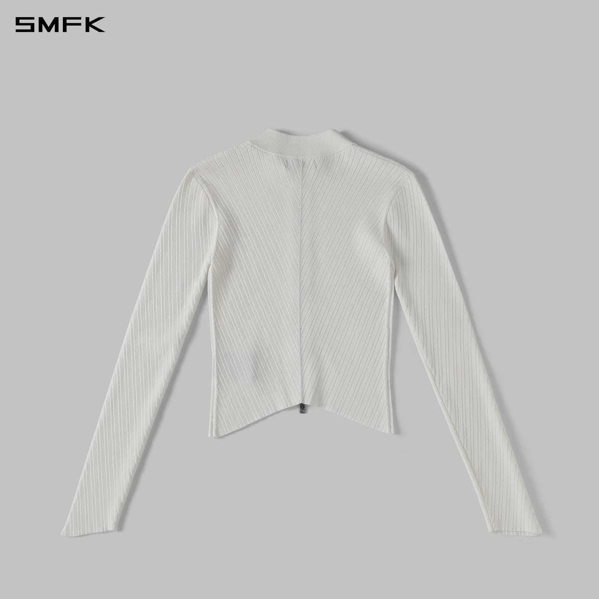 SMFK Myth Aeolus Evening Slim Collar Knit Jacket Tencel+Silk Cloud White