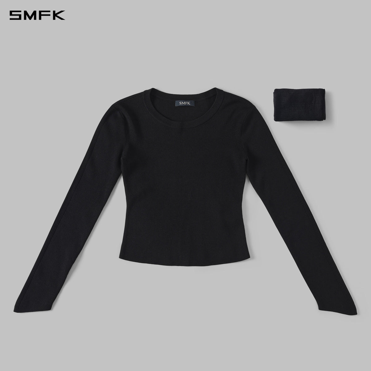 SMFK Myth Siren Aurora Evening Stylist Slim Knit Shirt Lenzing Tencel+Silk+Cotton Wild Black