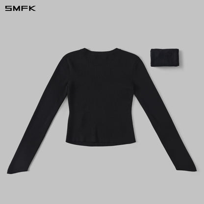 SMFK Myth Siren Aurora Evening Stylist Slim Knit Shirt Lenzing Tencel+Silk+Cotton Wild Black