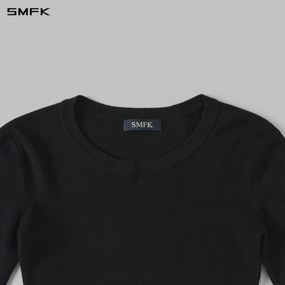 SMFK Myth Siren Aurora Evening Stylist Slim Knit Shirt Lenzing Tencel+Silk+Cotton Wild Black