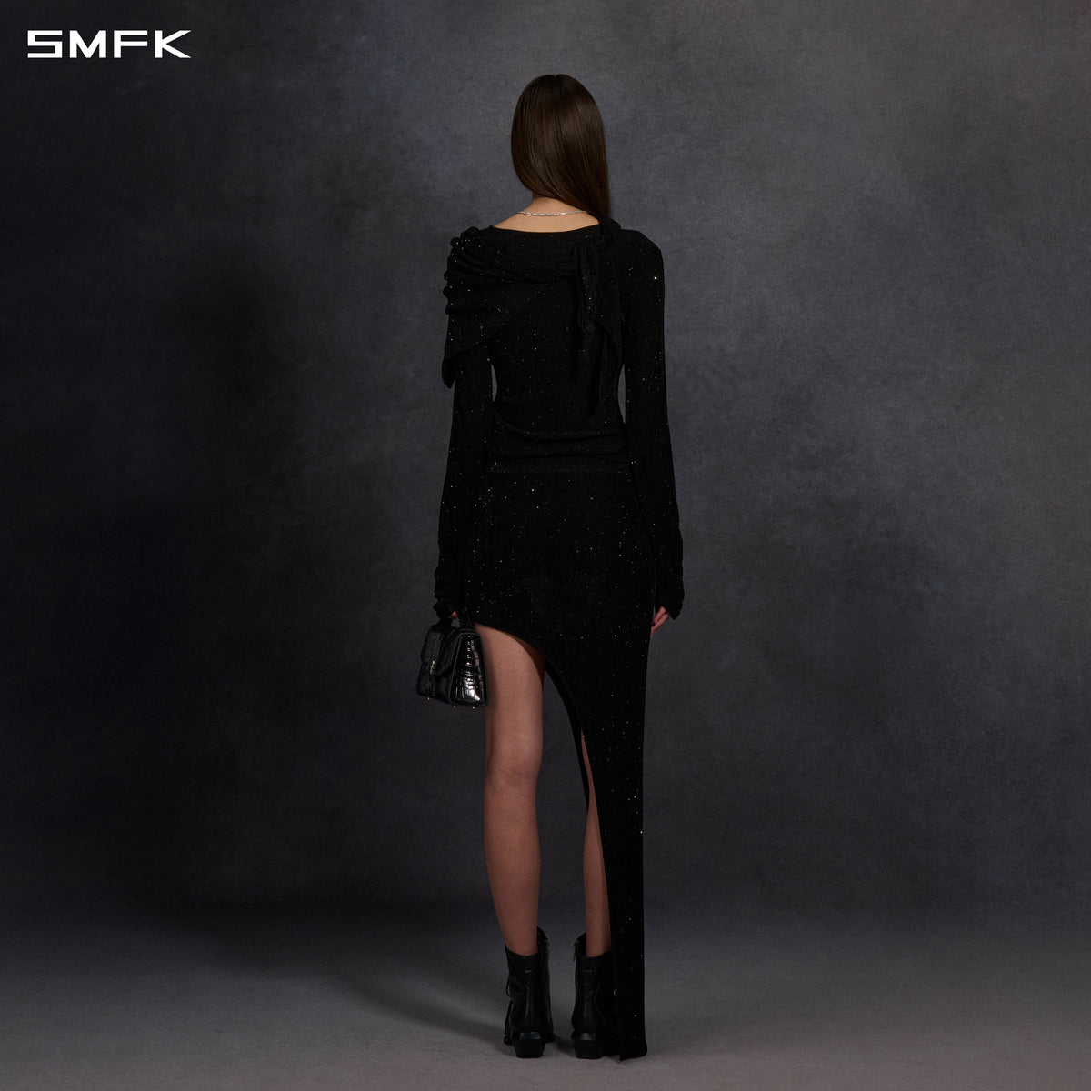 SMFK Myth Siren Galaxy Stylist Slim Knit Pullover Starry Velvet Galaxy Black