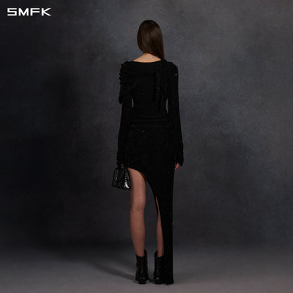 SMFK Myth Siren Galaxy Stylist Slim Knit Pullover Starry Velvet Galaxy Black