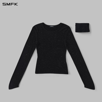 SMFK Myth Siren Galaxy Stylist Slim Knit Pullover Starry Velvet Galaxy Black
