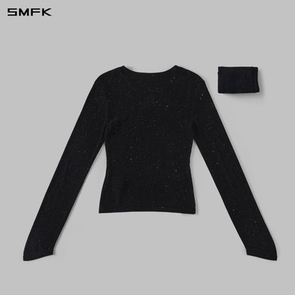 SMFK Myth Siren Galaxy Stylist Slim Knit Pullover Starry Velvet Galaxy Black