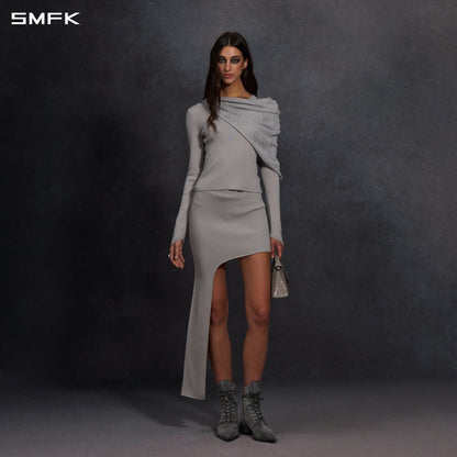 SMFK Myth Siren Aurora Evening Stylist Slim Knit Shirt Lenzing Tencel+Silk+Cotton Glacier Grey