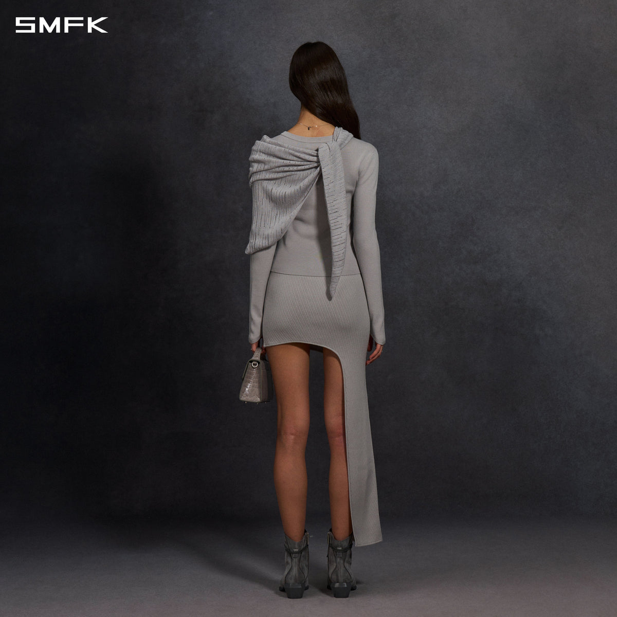 SMFK Myth Siren Aurora Evening Stylist Slim Knit Shirt Lenzing Tencel+Silk+Cotton Glacier Grey