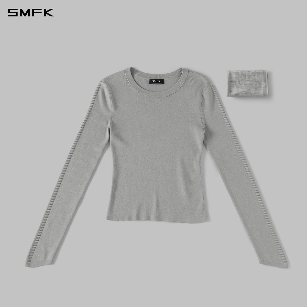 SMFK Myth Siren Aurora Evening Stylist Slim Knit Shirt Lenzing Tencel+Silk+Cotton Glacier Grey