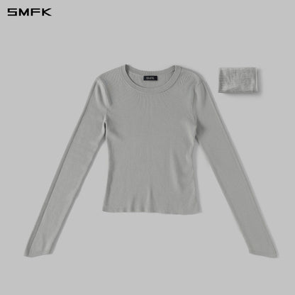SMFK Myth Siren Aurora Evening Stylist Slim Knit Shirt Lenzing Tencel+Silk+Cotton Glacier Grey