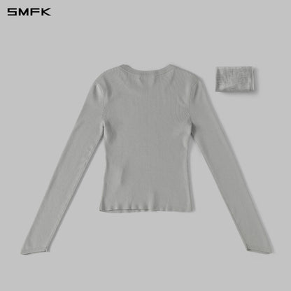 SMFK Myth Siren Aurora Evening Stylist Slim Knit Shirt Lenzing Tencel+Silk+Cotton Glacier Grey