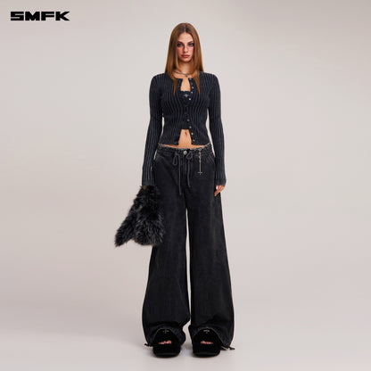 SMFK Vintage-Savage Knit Cardigan/Stone Wash Vanish Black