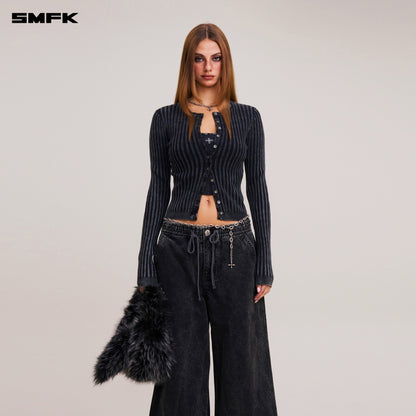 SMFK Vintage-Savage Knit Cardigan/Stone Wash Vanish Black