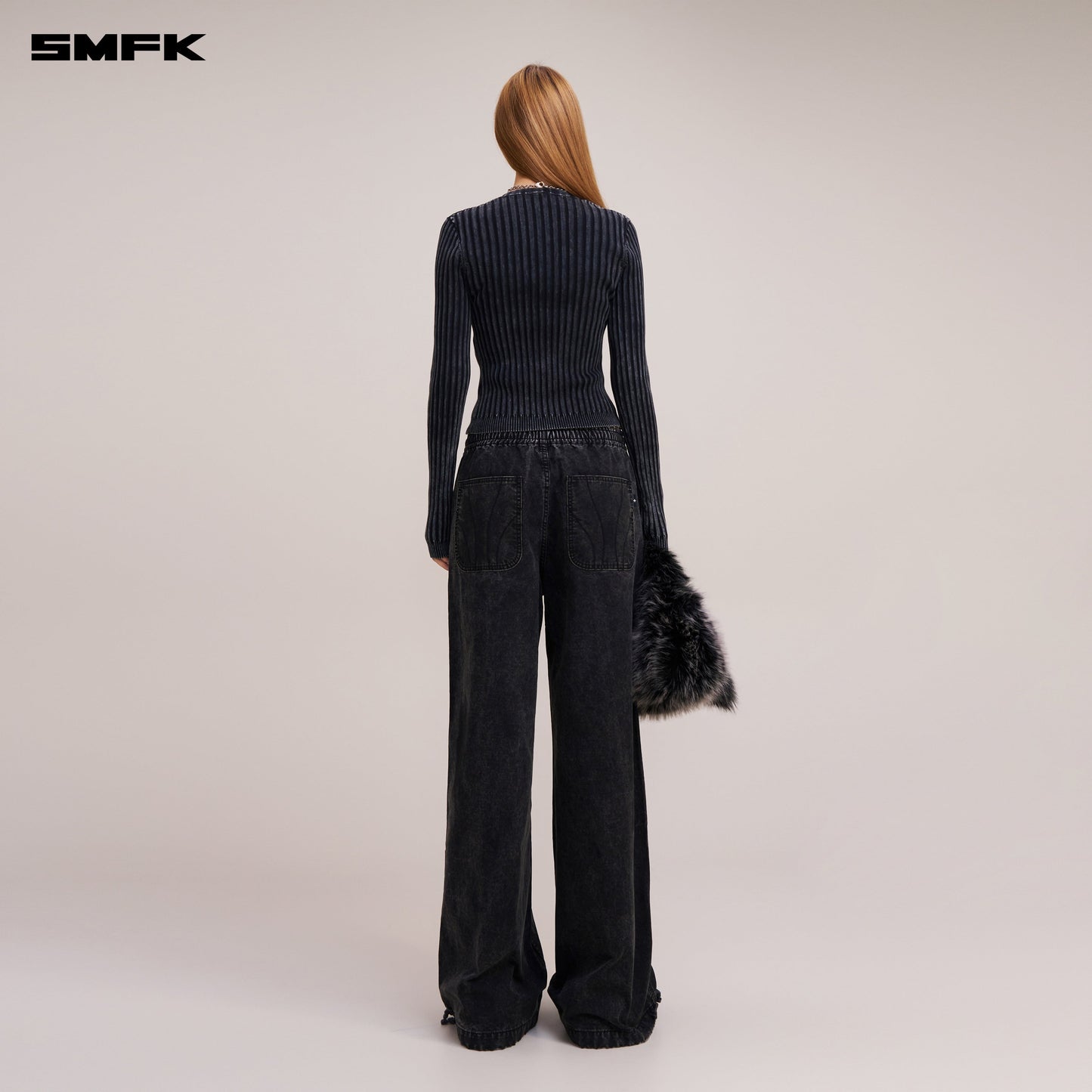SMFK Vintage-Savage Knit Cardigan/Stone Wash Vanish Black