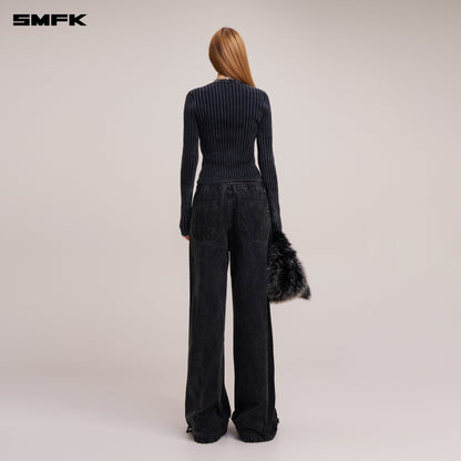 SMFK Vintage-Savage Knit Cardigan/Stone Wash Vanish Black