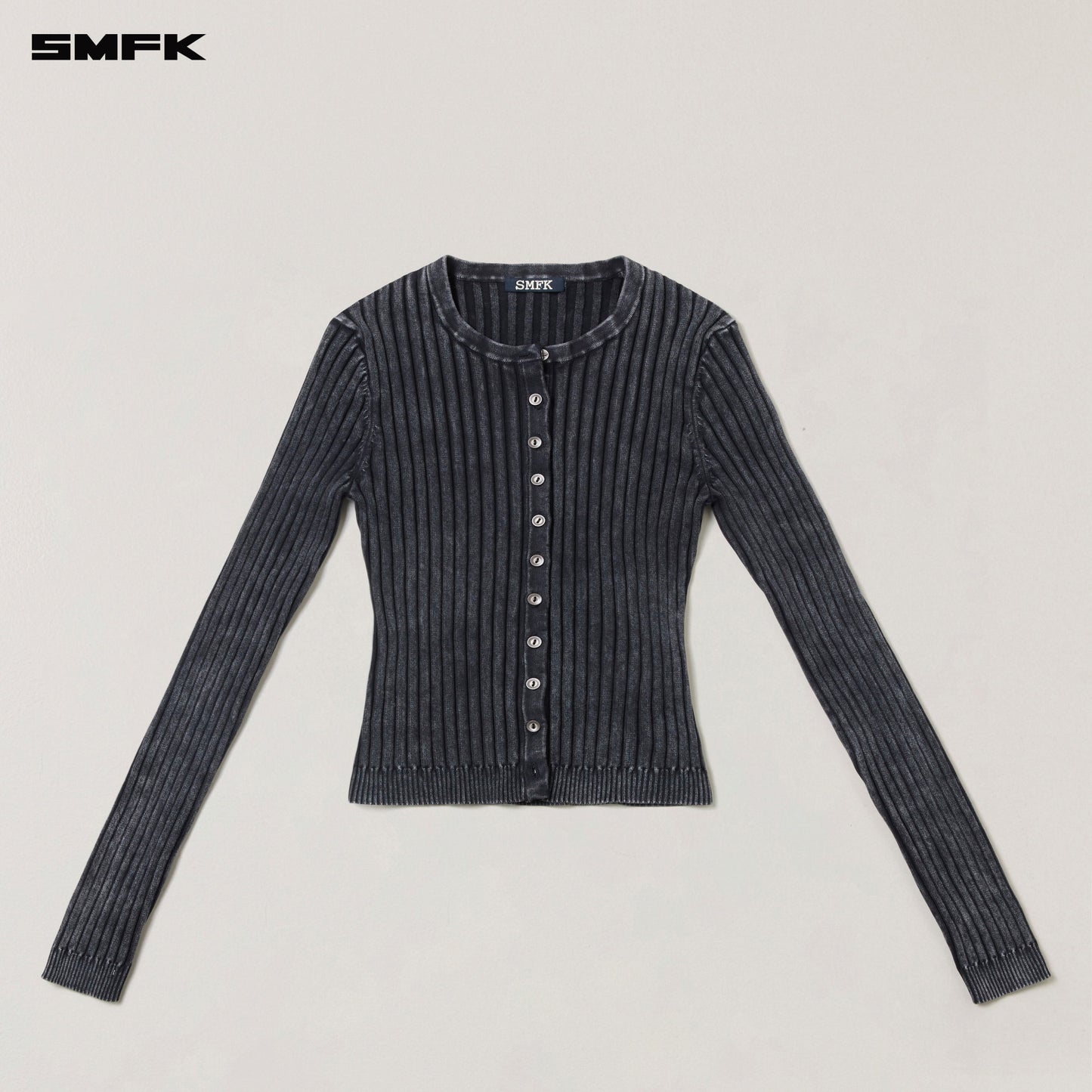 SMFK Vintage-Savage Knit Cardigan/Stone Wash Vanish Black