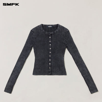 SMFK Vintage-Savage Knit Cardigan/Stone Wash Vanish Black