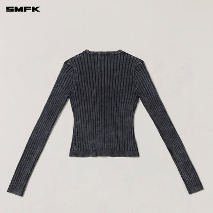 SMFK Vintage-Savage Knit Cardigan/Stone Wash Vanish Black