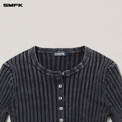 SMFK Vintage-Savage Knit Cardigan/Stone Wash Vanish Black