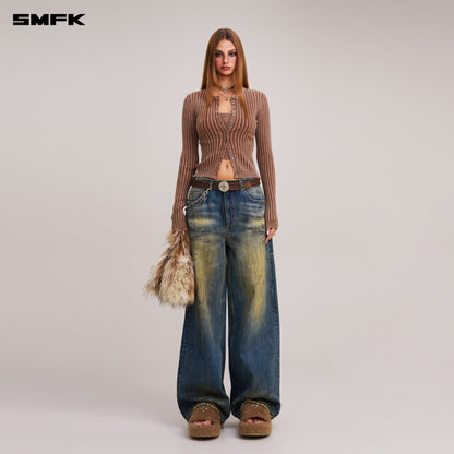 SMFK Vintage-Savage Knit Cardigan/Stone Wash Vanish Brown