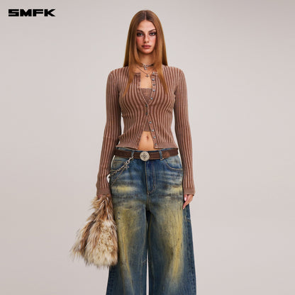 SMFK Vintage-Savage Knit Cardigan/Stone Wash Vanish Brown