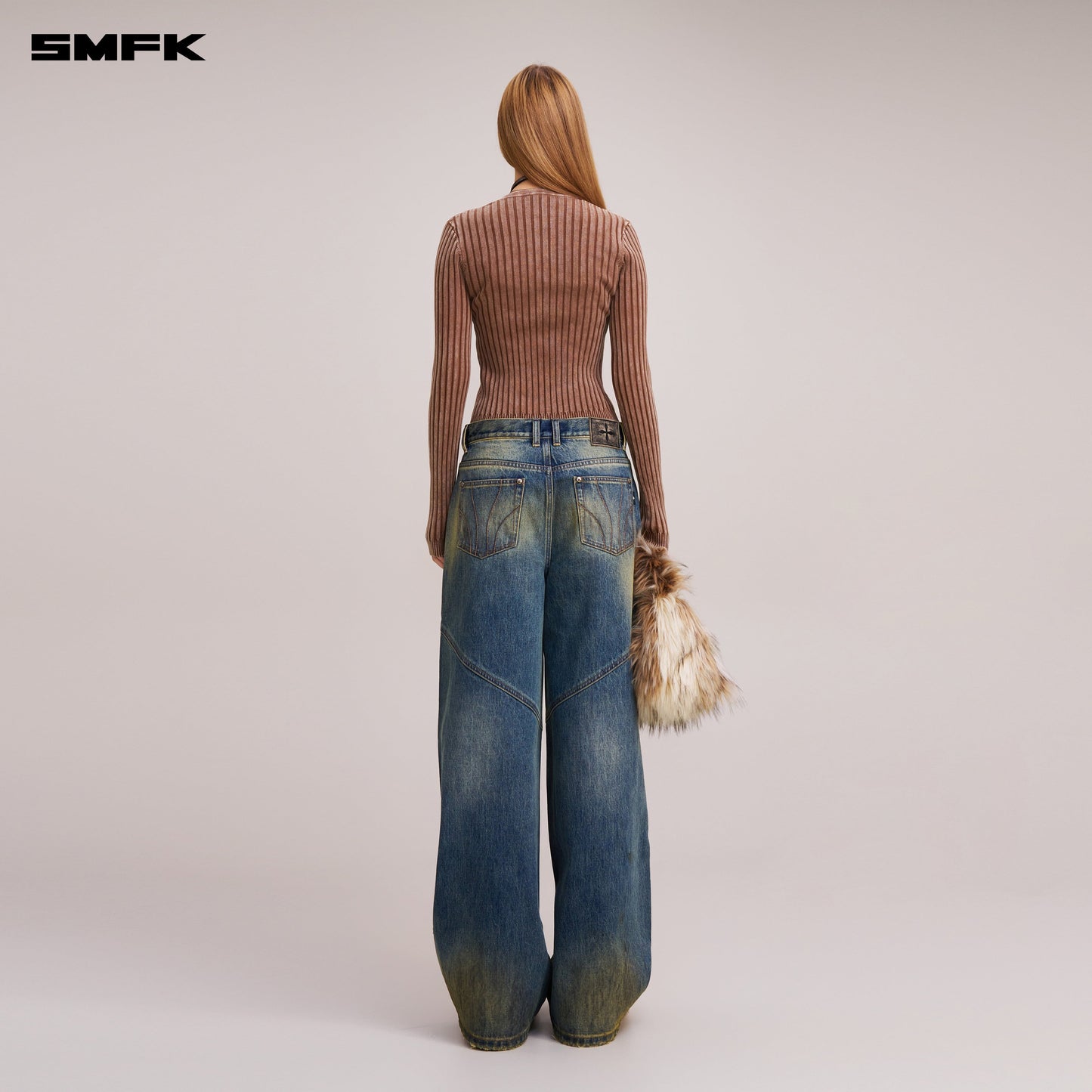 SMFK Vintage-Savage Knit Cardigan/Stone Wash Vanish Brown