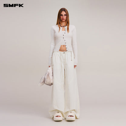 SMFK Vintage-Savage Knit Cardigan/Stone Wash Snow Mountain White