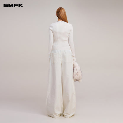 SMFK Vintage-Savage Knit Cardigan/Stone Wash Snow Mountain White