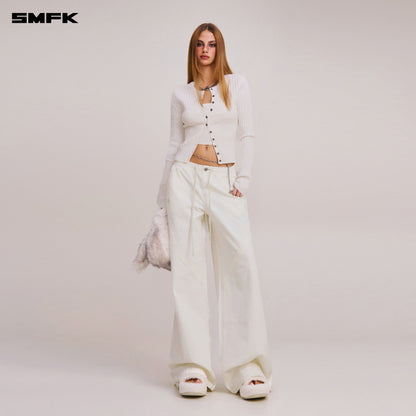 SMFK Vintage-Savage Knit Cardigan/Stone Wash Snow Mountain White