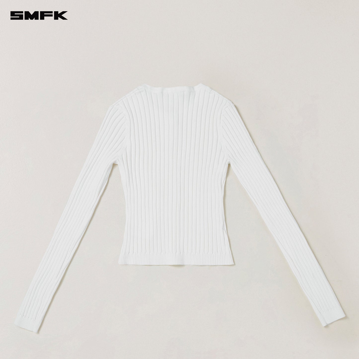 SMFK Vintage-Savage Knit Cardigan/Stone Wash Snow Mountain White
