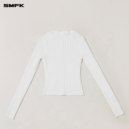 SMFK Vintage-Savage Knit Cardigan/Stone Wash Snow Mountain White