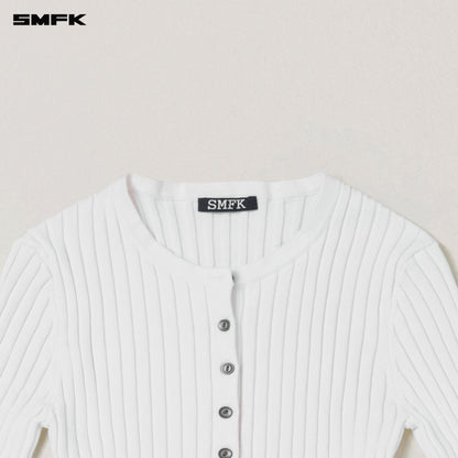 SMFK Vintage-Savage Knit Cardigan/Stone Wash Snow Mountain White